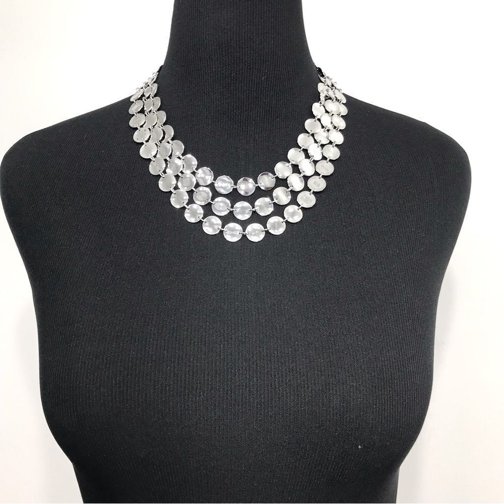 Talbots Silver Tone Reflective Circle Disc Triple… - image 7